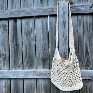 💯 Organic Macramé Crochet Cross Bag New